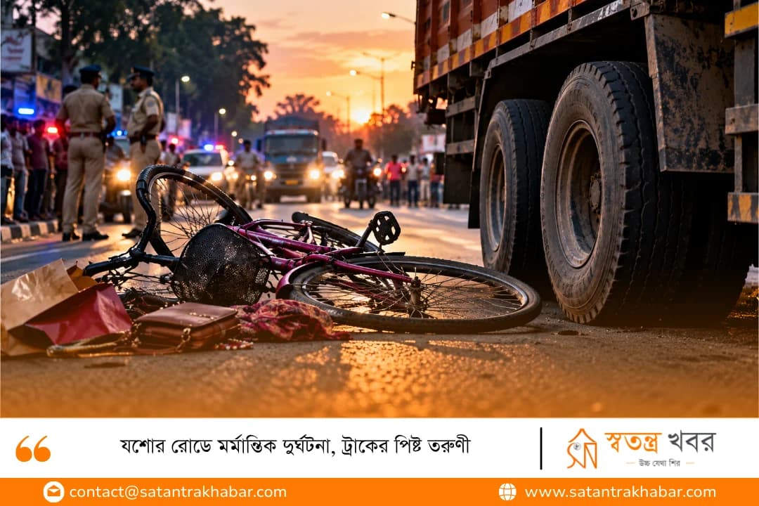 যশোর রোডে মর্মান্তিক দুর্ঘটনা, ট্রাকের পিষ্ট তরুণী
