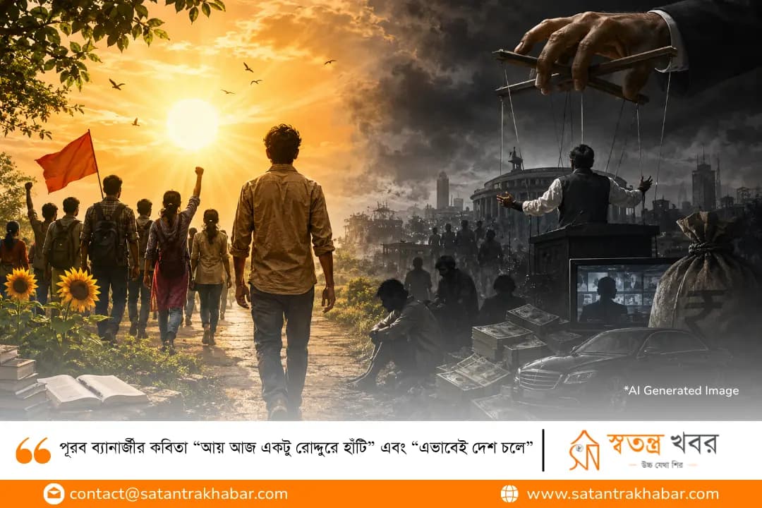 পূরব ব্যানার্জীর কবিতা “আয় আজ একটু রোদ্দুরে হাঁটি” এবং “এভাবেই দেশ চলে”