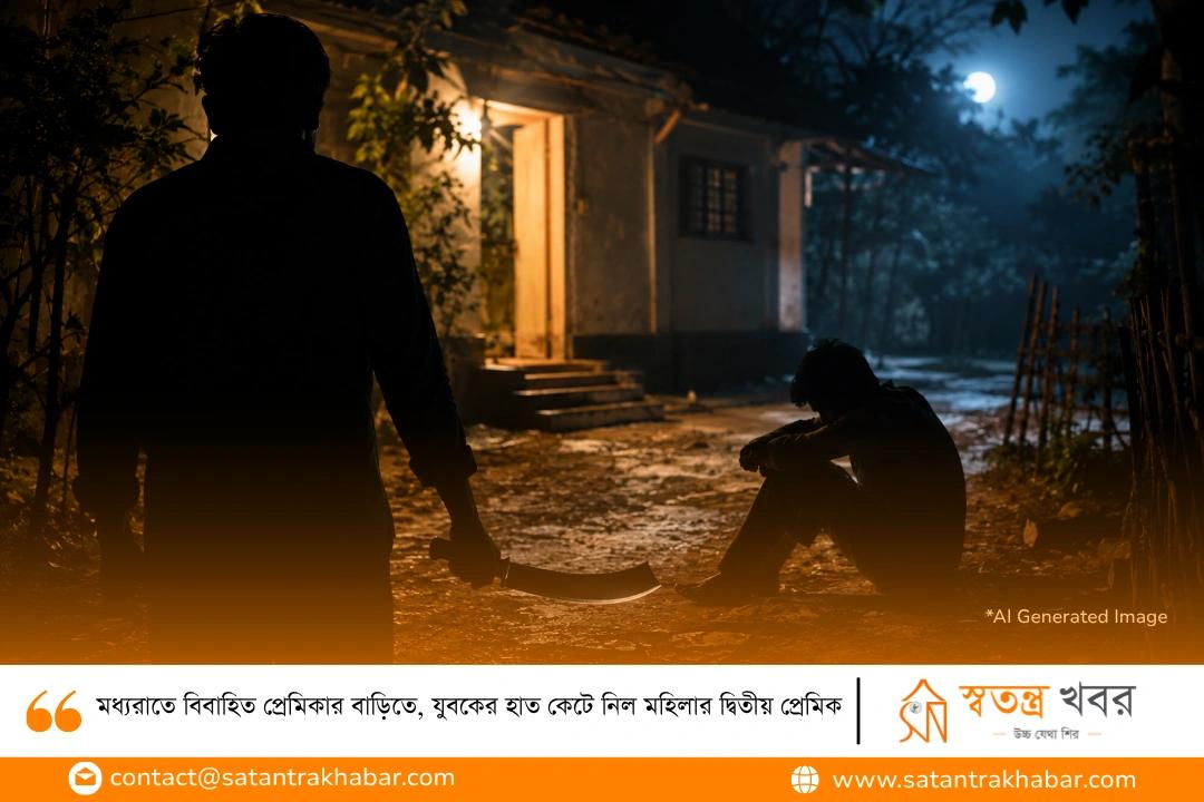মধ্যরাতে বিবাহিত প্রেমিকার বাড়িতে, যুবকের হাত কেটে নিল মহিলার দ্বিতীয় প্রেমিক