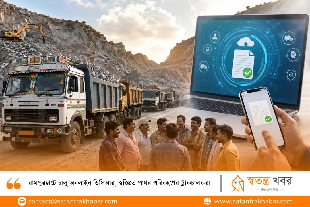 রামপুরহাটে চালু অনলাইন ডিসিআর, স্বস্তিতে পাথর পরিবহণের ট্রাকচালকরা