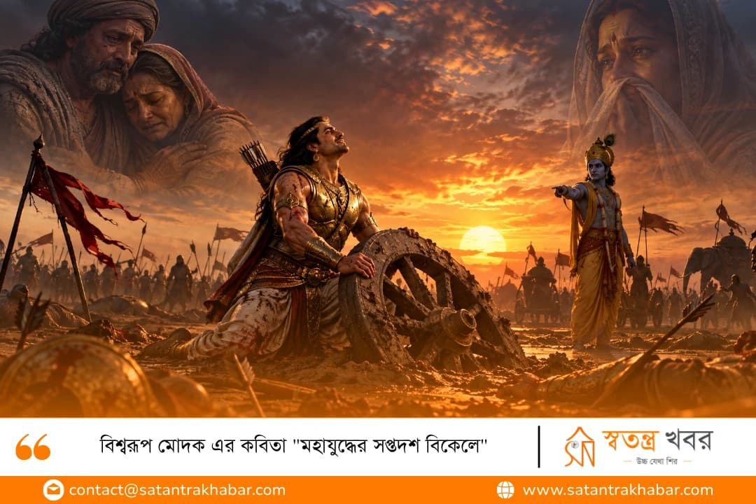 বিশ্বরূপ মোদক এর কবিতা "মহাযুদ্ধের সপ্তদশ বিকেলে"
