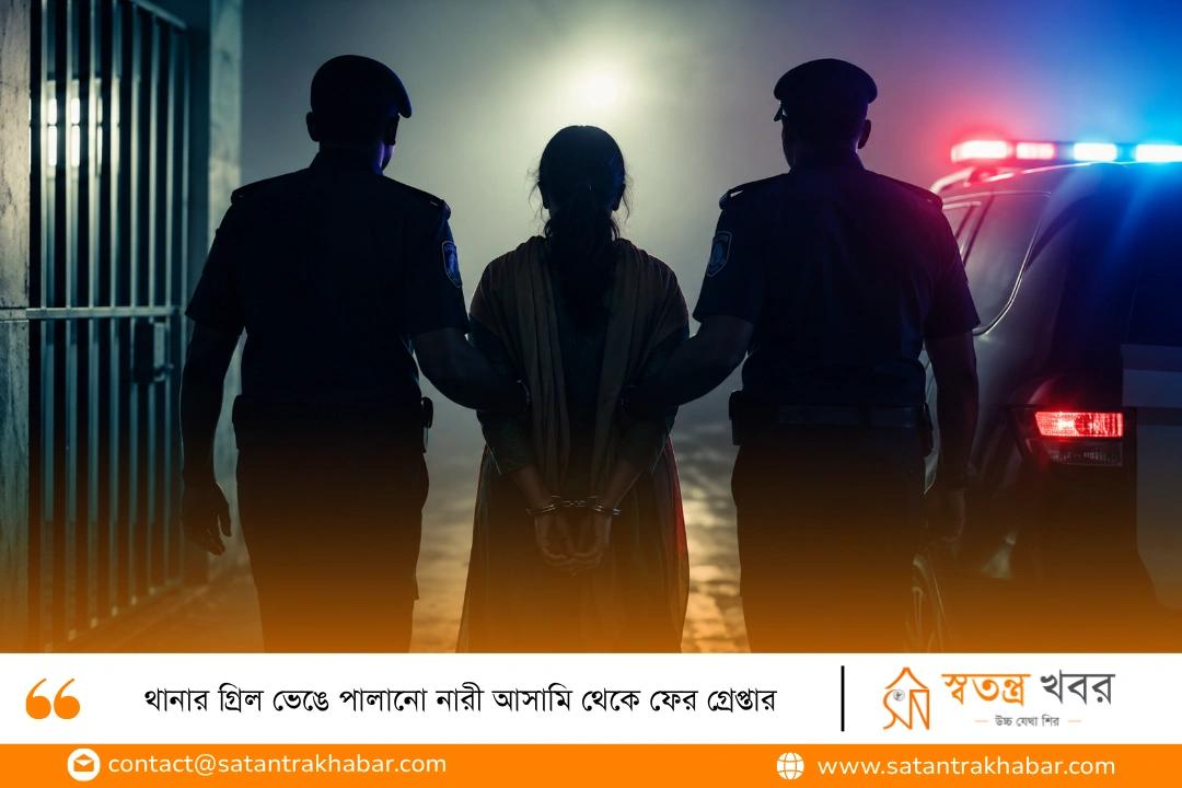 থানার গ্রিল ভেঙে পালানো নারী আসামি থেকে ফের গ্রেপ্তার