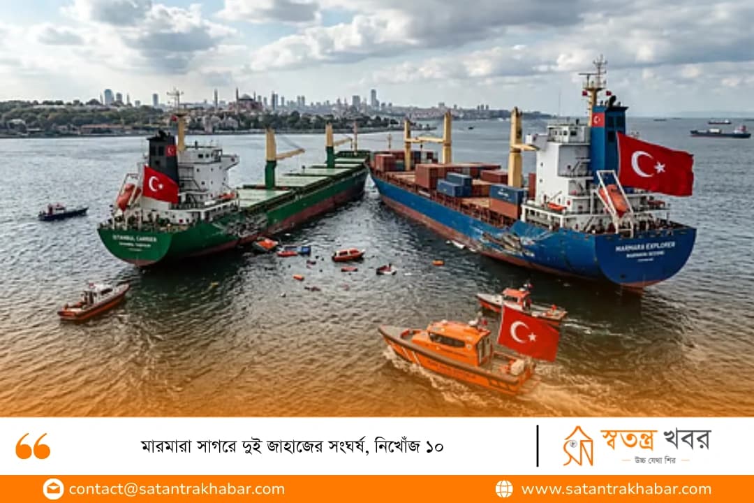 মারমারা সাগরে দুই জাহাজের সংঘর্ষ, নিখোঁজ ১০