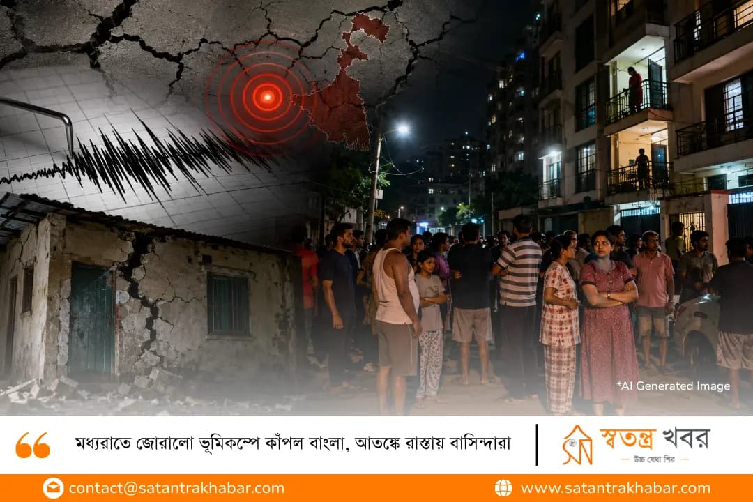 মধ্যরাতে জোরালো ভূমিকম্পে কাঁপল বাংলা, আতঙ্কে রাস্তায় বাসিন্দারা