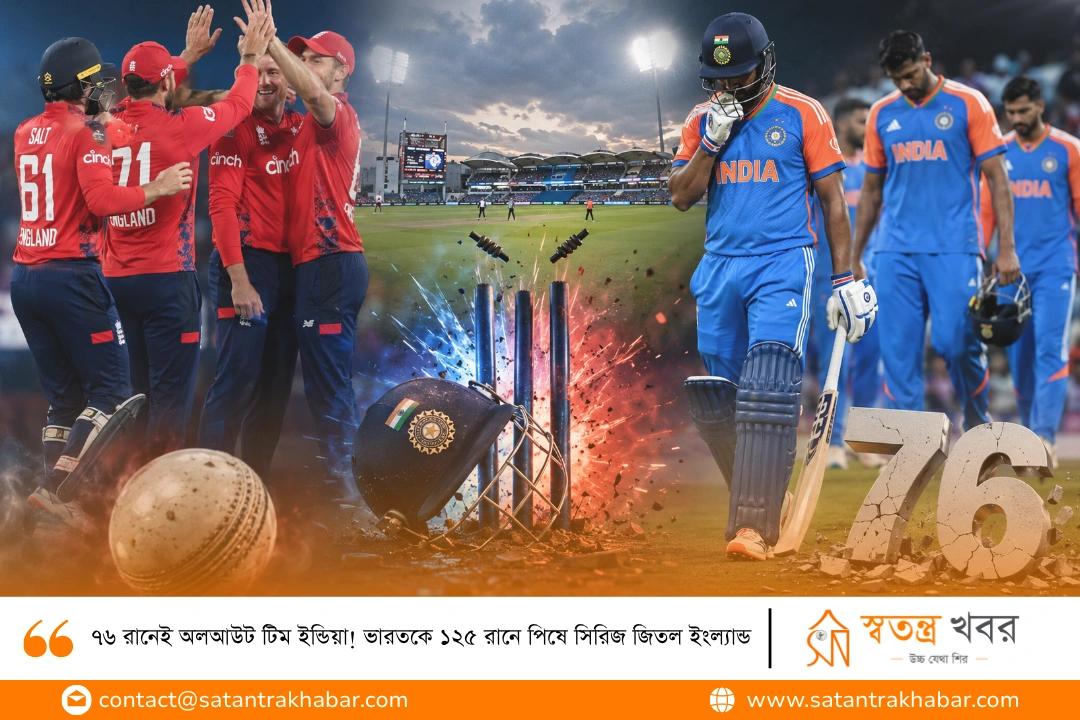 ৭৬ রানেই অলআউট টিম ইন্ডিয়া! ভারতকে ১২৫ রানে পিষে সিরিজ জিতল ইংল্যান্ড