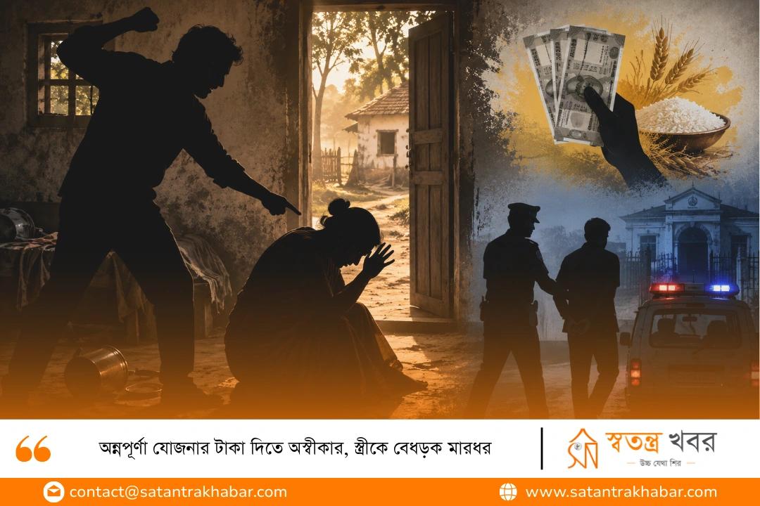 অন্নপূর্ণা যোজনার টাকা দিতে অস্বীকার, স্ত্রীকে বেধড়ক মারধর