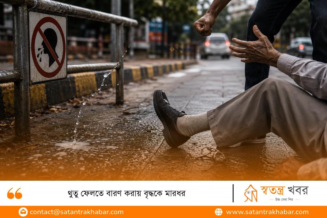 থুতু ফেলতে বারণ করায় বৃদ্ধকে মারধর