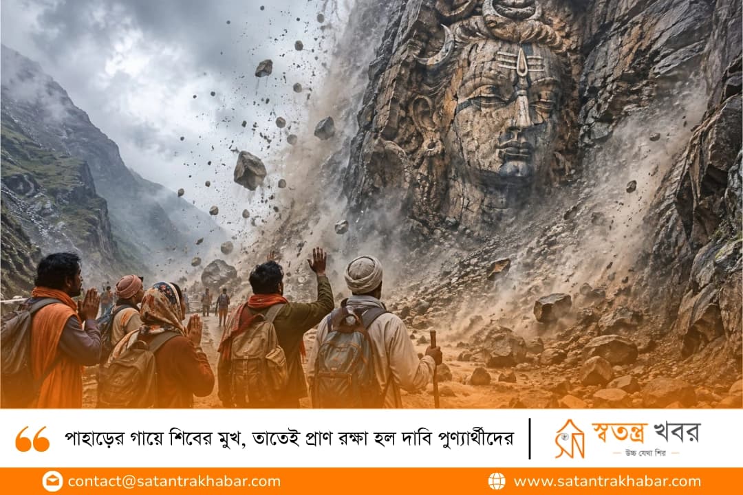 পাহাড়ের গায়ে শিবের মুখ, তাতেই প্রাণ রক্ষা হল দাবি পুণ্যার্থীদের