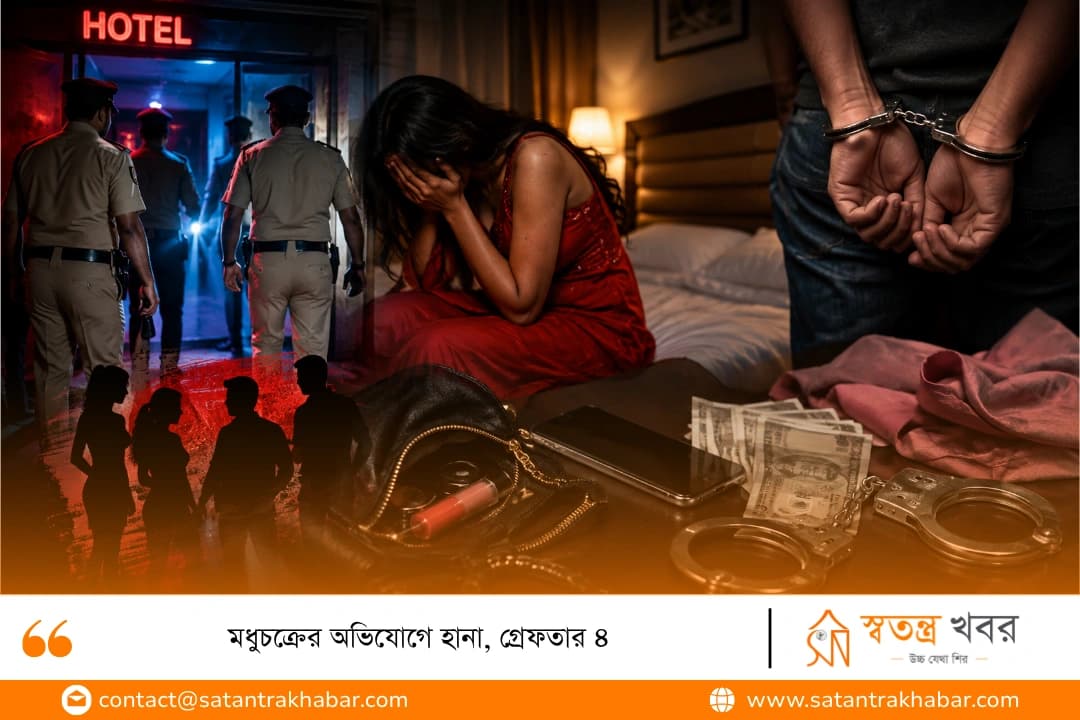 মধুচক্রের অভিযোগে হানা,   গ্রেফতার ৪