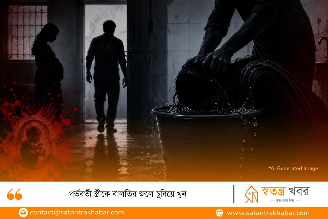 গর্ভবতী স্ত্রীকে বালতির জলে চুবিয়ে খুন