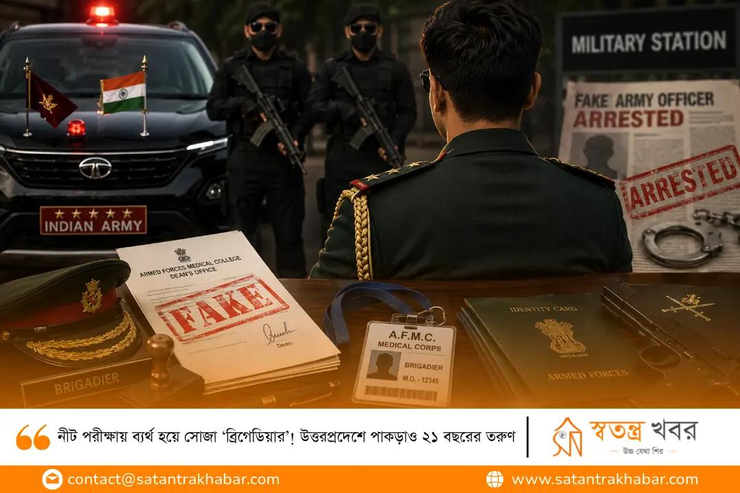 নীট পরীক্ষায় ব্যর্থ হয়ে সোজা ‘ব্রিগেডিয়ার’! উত্তরপ্রদেশে পাকড়াও ২১ বছরের তরুণ