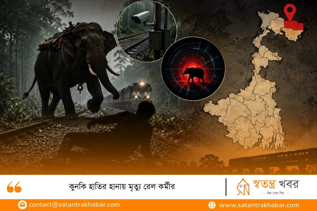 কুনকি হাতির হানায় মৃত্যু রেল কর্মীর