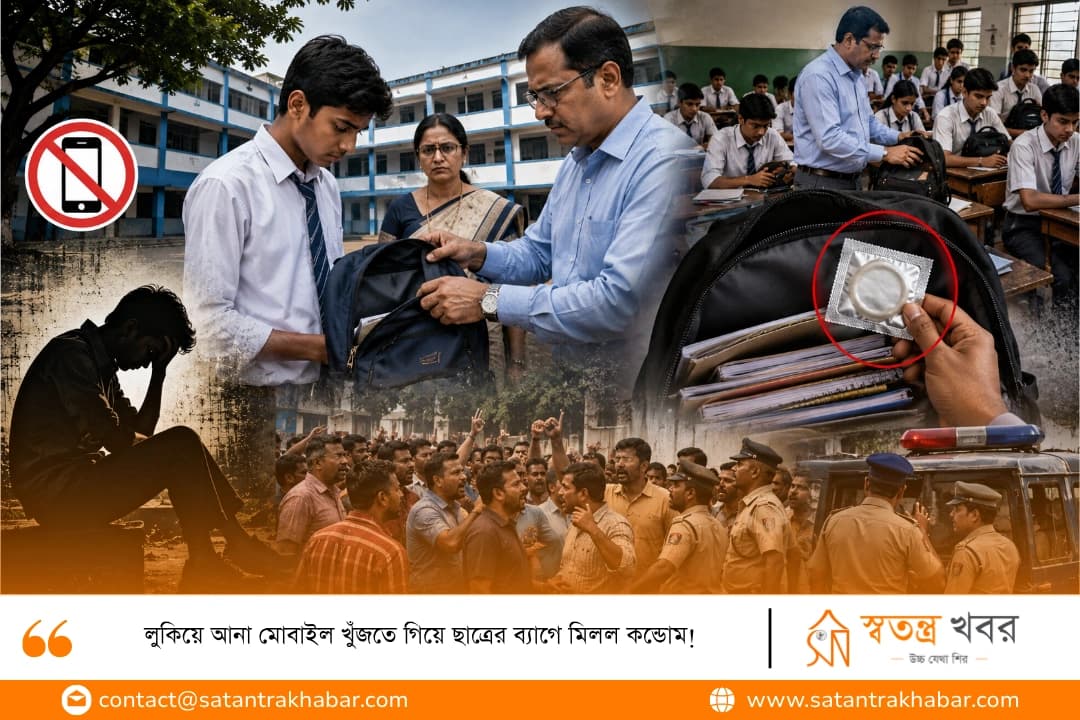 লুকিয়ে আনা মোবাইল খুঁজতে গিয়ে ছাত্রের ব্যাগে মিলল কন্ডোম!