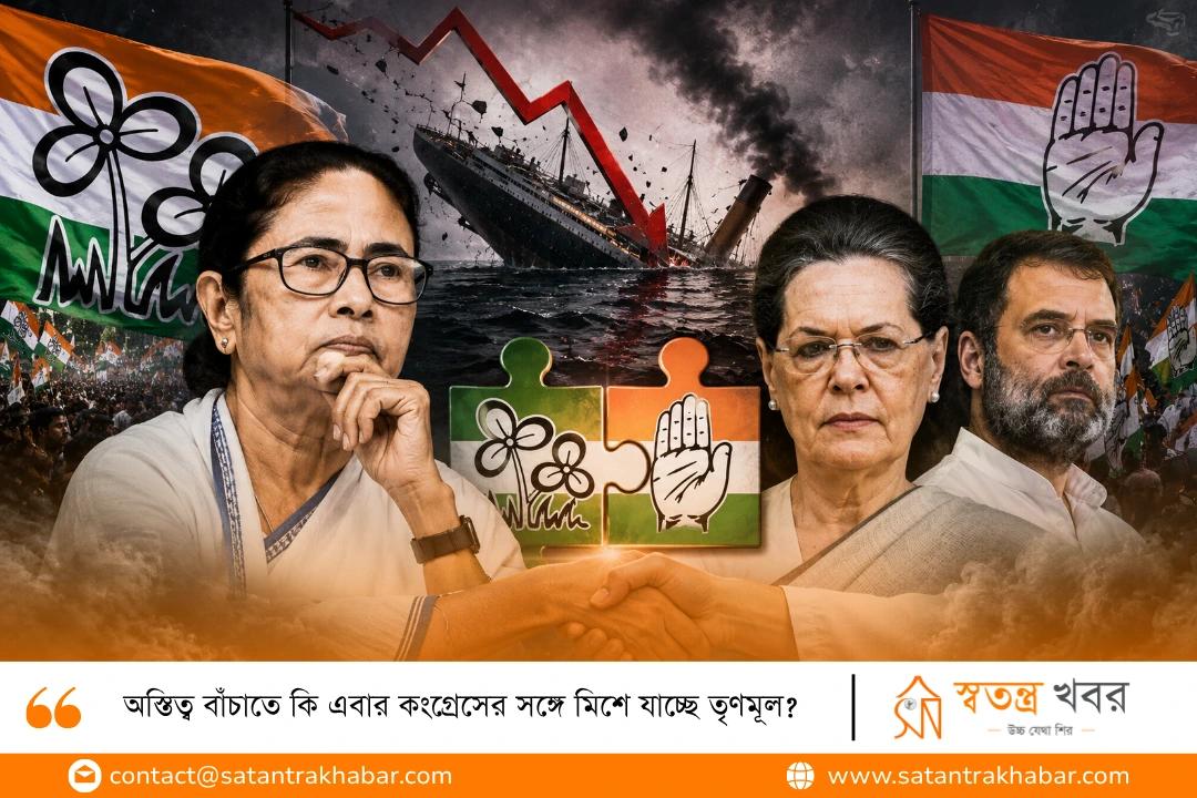 অস্তিত্ব বাঁচাতে কি এবার কংগ্রেসের সঙ্গে মিশে যাচ্ছে তৃণমূল?