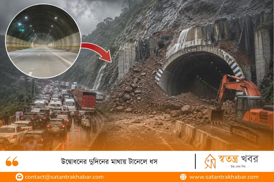 উদ্বোধনের দুদিনের মাথায় টানেলে ধস
