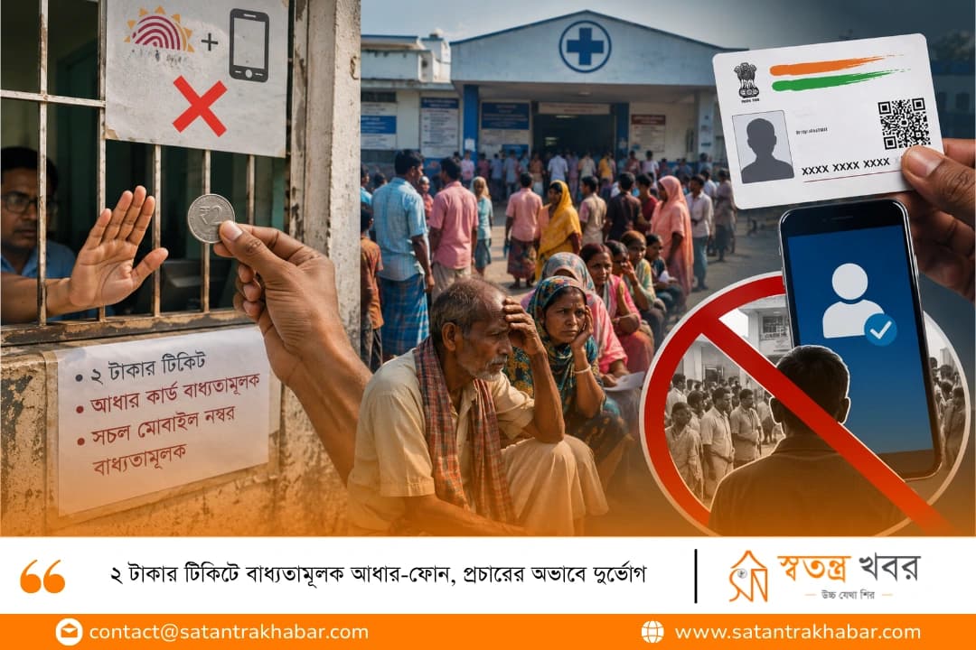 ২ টাকার টিকিটে বাধ্যতামূলক আধার-ফোন, প্রচারের অভাবে দুর্ভোগ
